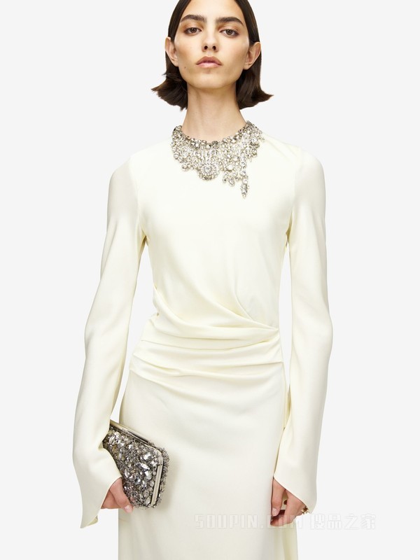 珠宝刺绣晚宴连衣裙