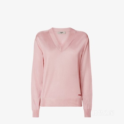 毛衣 浅粉色闪亮粘胶纤维毛衣