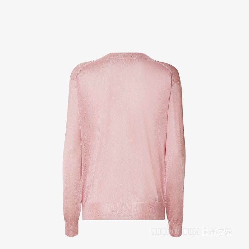 毛衣 浅粉色闪亮粘胶纤维毛衣