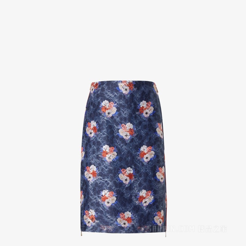 半身裙 深蓝色欧根纱蕾丝半身裙