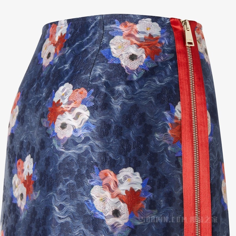 半身裙 深蓝色欧根纱蕾丝半身裙