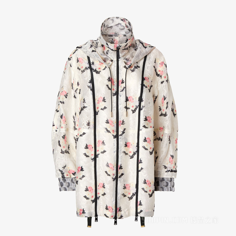 夹克衫 白色欧根纱蕾丝派克大衣