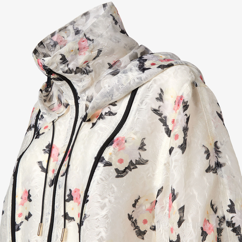 夹克衫 白色欧根纱蕾丝派克大衣