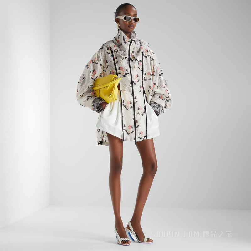 夹克衫 白色欧根纱蕾丝派克大衣