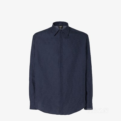 衬衫 蓝色亚麻FF提花衬衫