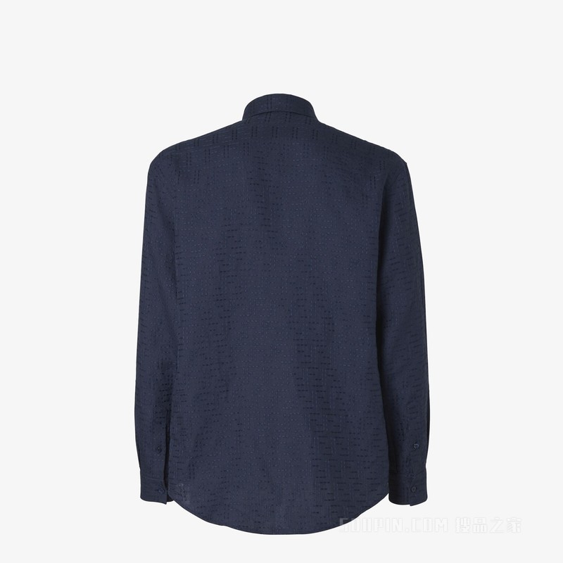 衬衫 蓝色亚麻FF提花衬衫