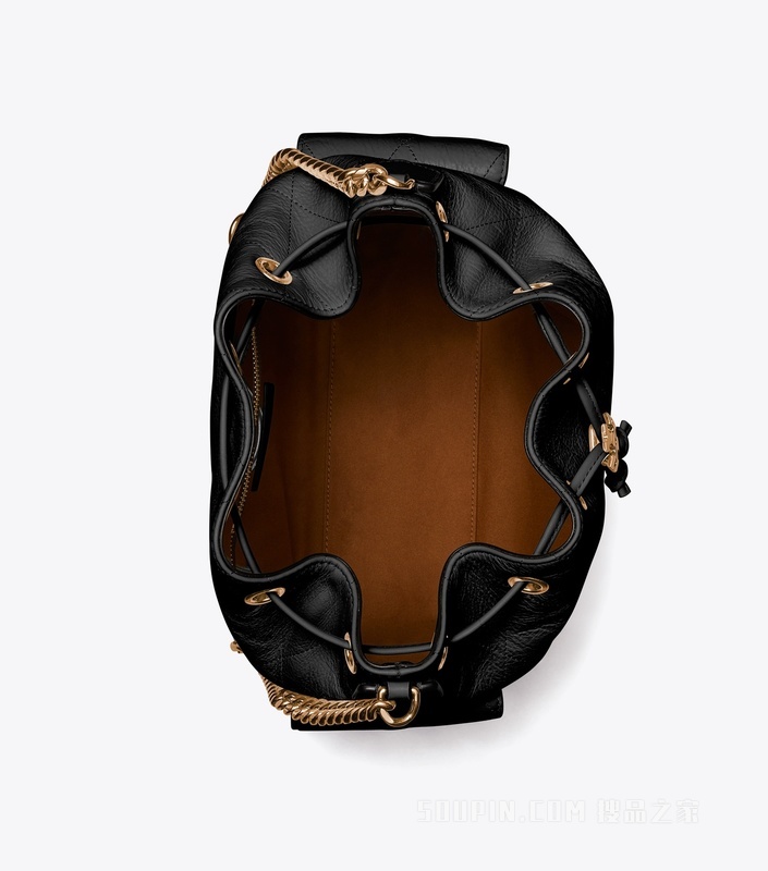 【新品】Charlie 绗缝抽绳肩背包 黑色