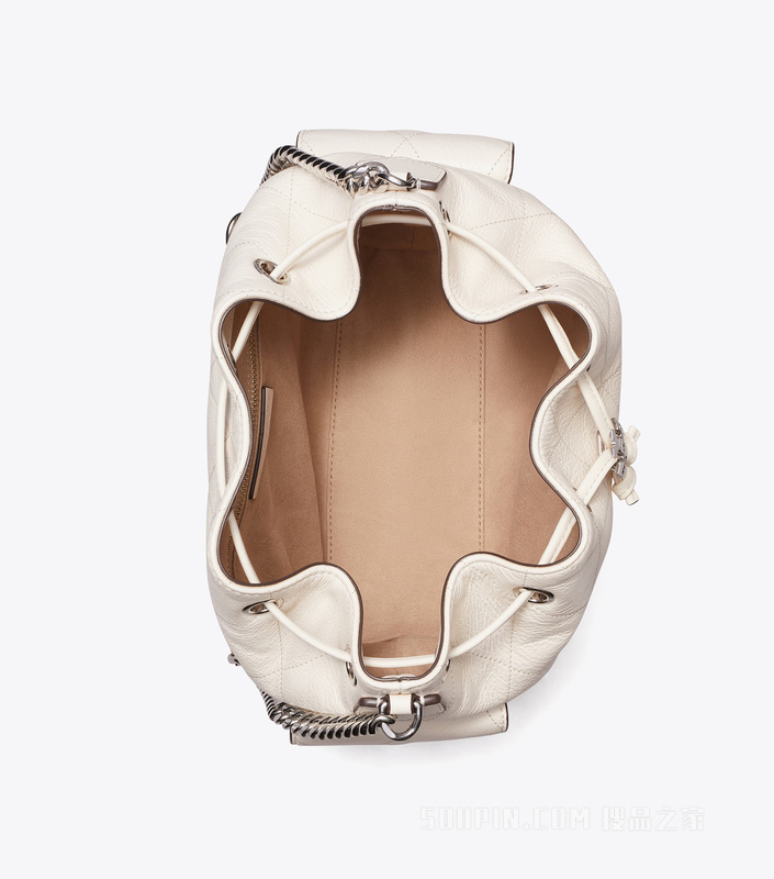 【新品】Charlie 绗缝抽绳肩背包 淡奶油色