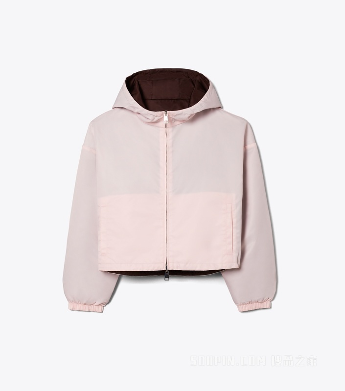 【新品】双面短款夹克 玫瑰色/深酒红色