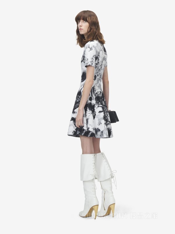 花卉提花迷你连衣裙