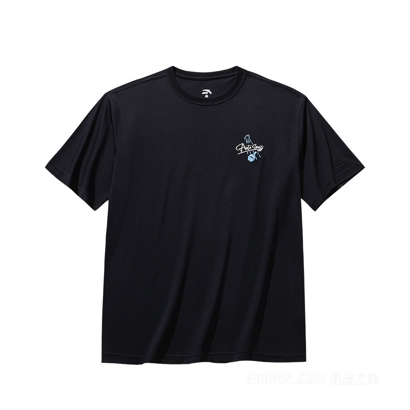 【樊振东同款】安踏冷萃TEE|运动复古男子遮热凉感短袖针织衫