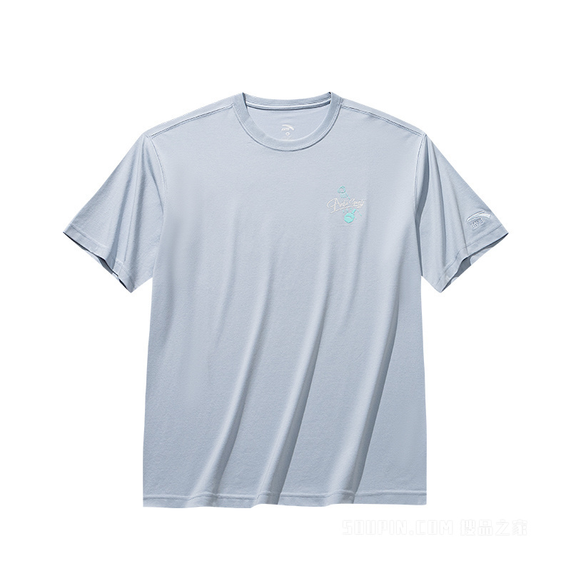 【樊振东同款】安踏冷萃TEE|运动复古男子遮热凉感短袖针织衫