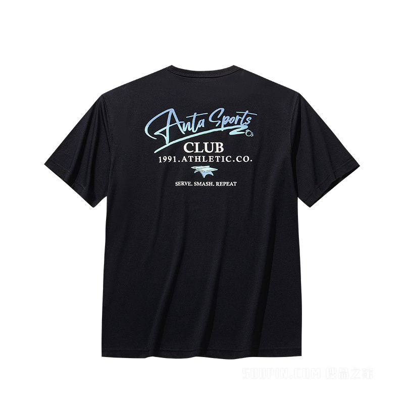 【樊振东同款】安踏冷萃TEE|运动复古男子遮热凉感短袖针织衫