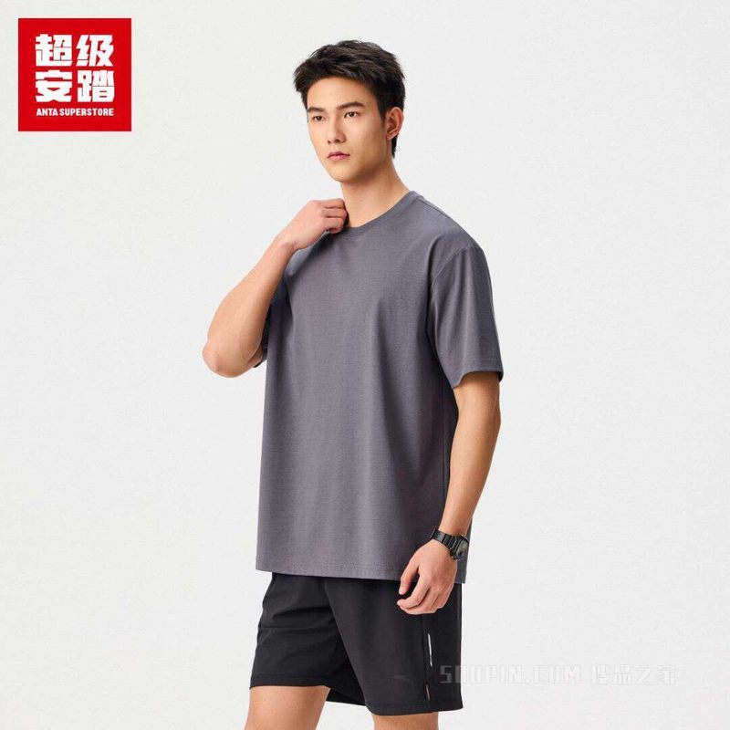 超级安踏运动经典男子冰肤3A抗菌短袖针织衫