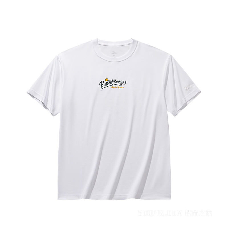 安踏运动复古男子短袖针织衫