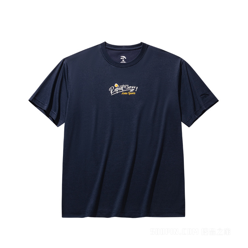 安踏运动复古男子短袖针织衫