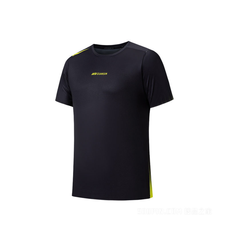 安踏冠军越野跑男子吸湿速干短袖针织衫