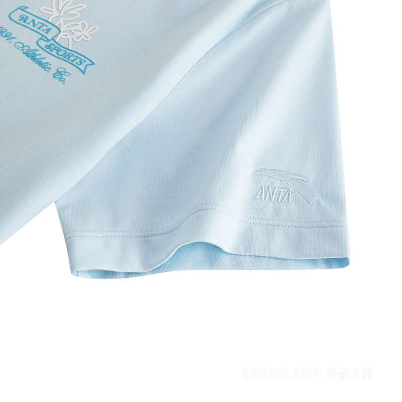 安踏运动复古女子冰肤3A抗菌短袖针织衫