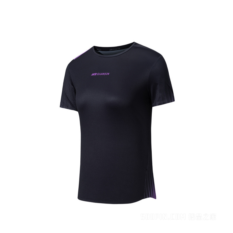 安踏冠军越野跑女子吸湿速干短袖针织衫
