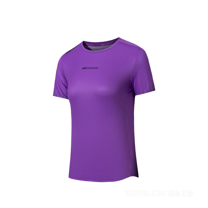 安踏冠军越野跑女子吸湿速干短袖针织衫
