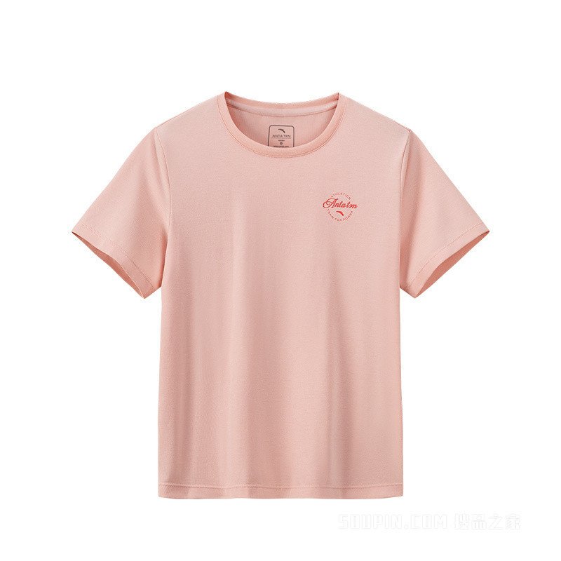 安踏训练女子冰肤3A抗菌短袖针织衫