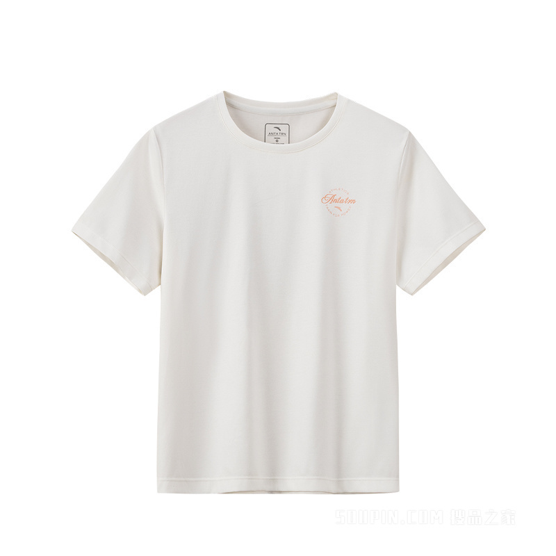 安踏训练女子冰肤3A抗菌短袖针织衫