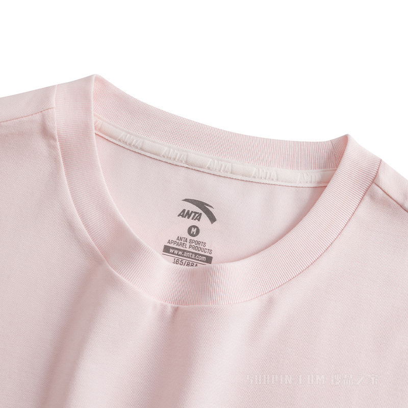 安踏运动复古女子冰肤3A抗菌短袖针织衫