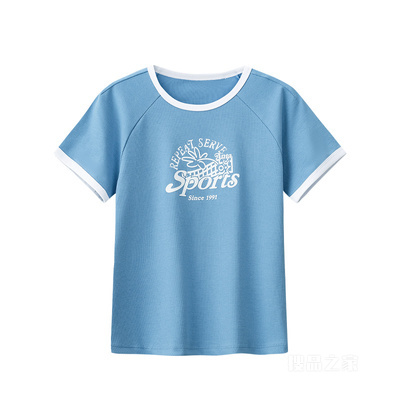 安踏运动复古女子冰肤短袖针织衫