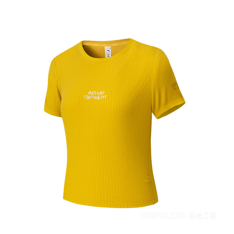 安踏滑板文化女子短袖针织衫