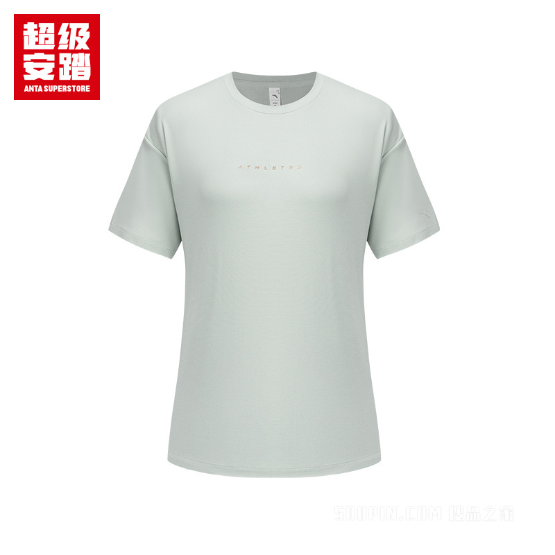 超级安踏训练女子冰肤短袖针织衫