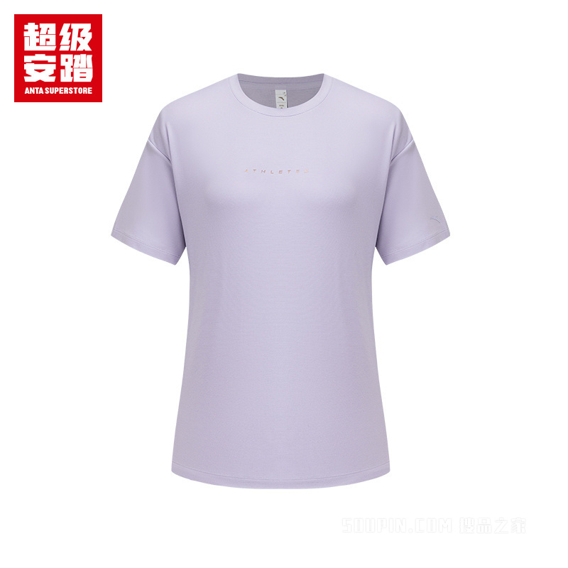超级安踏训练女子冰肤短袖针织衫