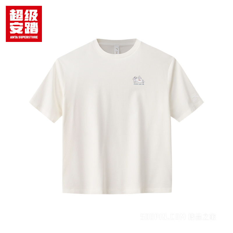 超级安踏潮流文化女子冰肤3A抗菌短袖针织衫