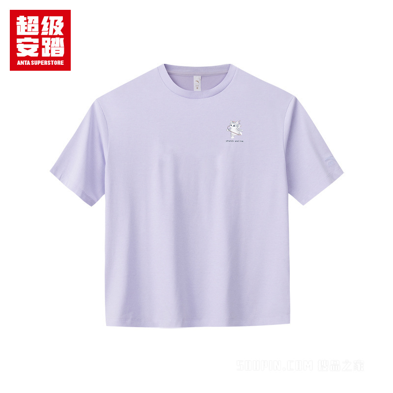 超级安踏潮流文化女子冰肤3A抗菌短袖针织衫