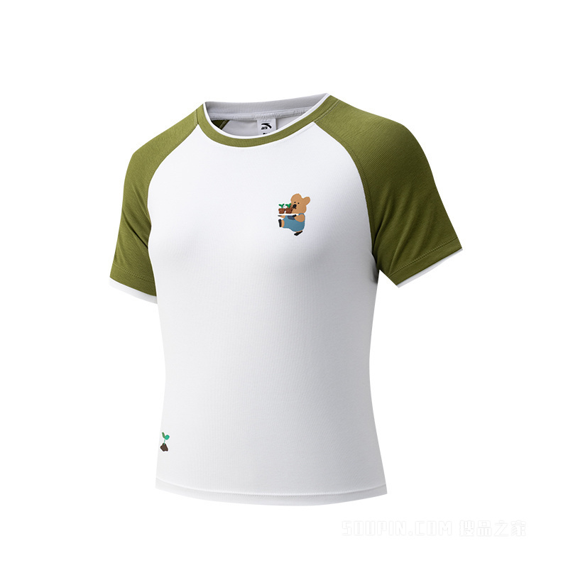 安踏×呆萌町联名女子短袖针织衫