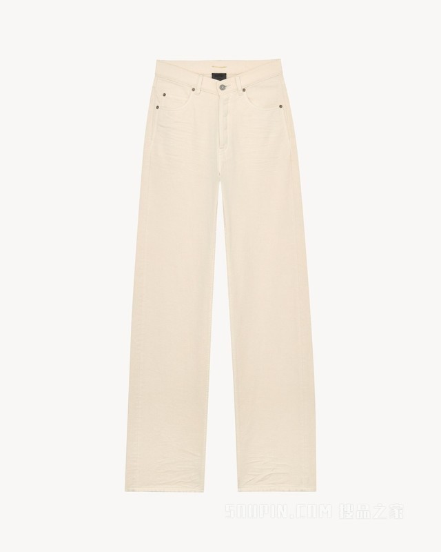 90年代风格V型腰法式黑色宽松牛仔长裤