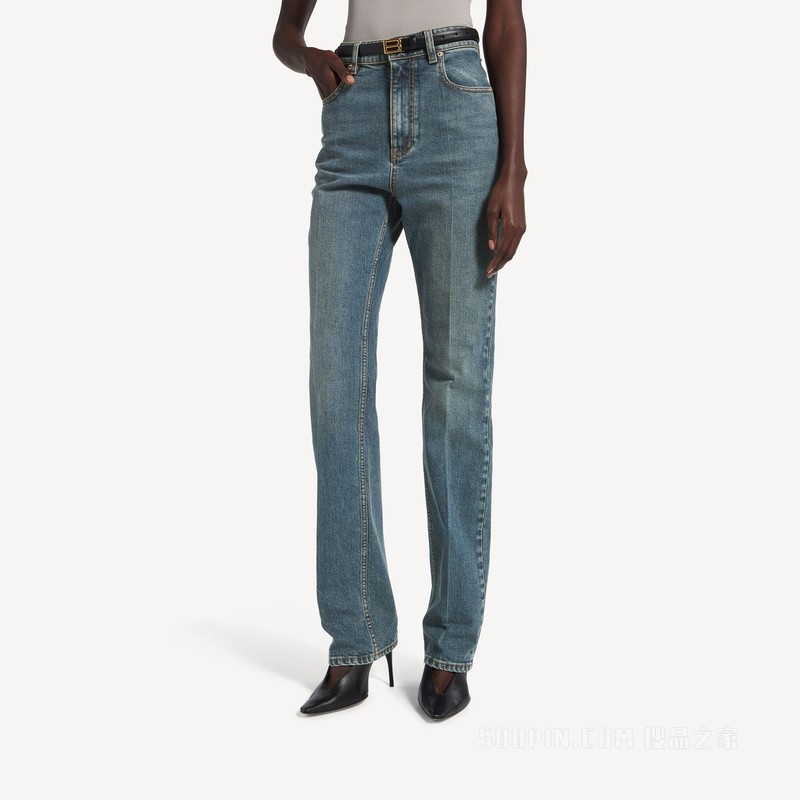 高腰修身牛仔裤