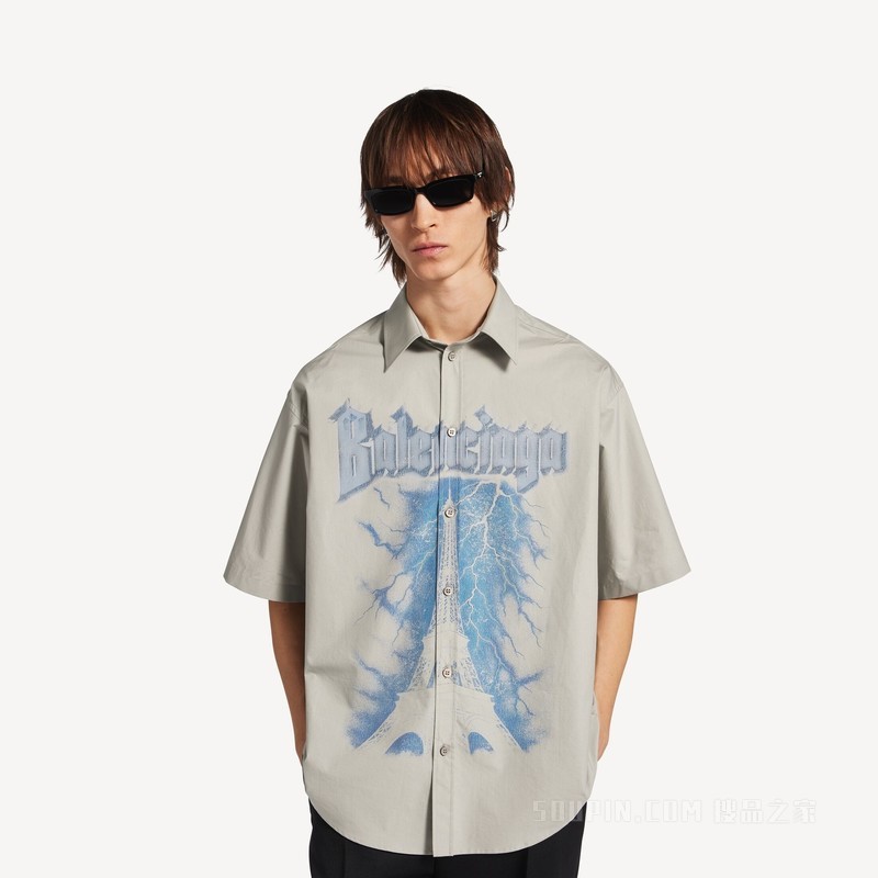 PARIS THUNDERSTORM大版型短袖衬衫