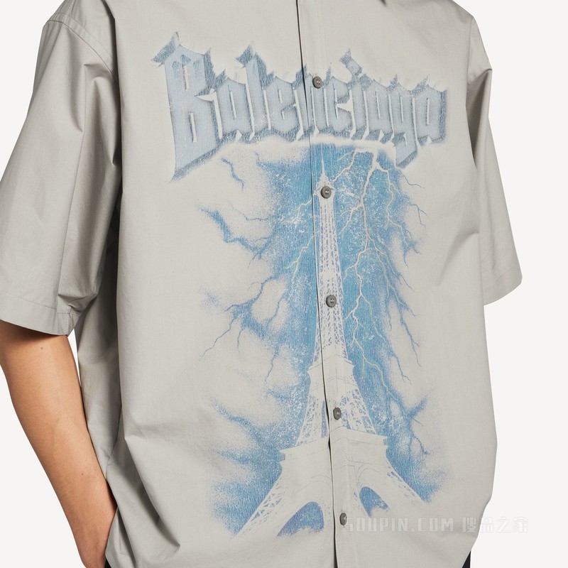 PARIS THUNDERSTORM大版型短袖衬衫