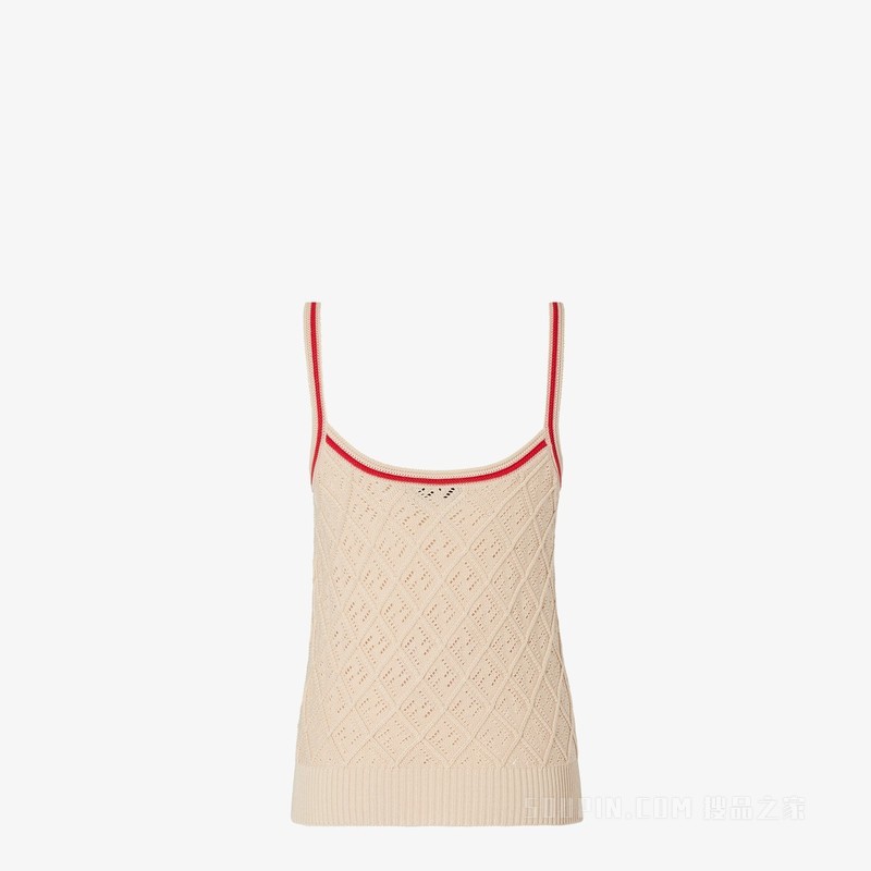 上衣 米色菱形花纹棉质上衣