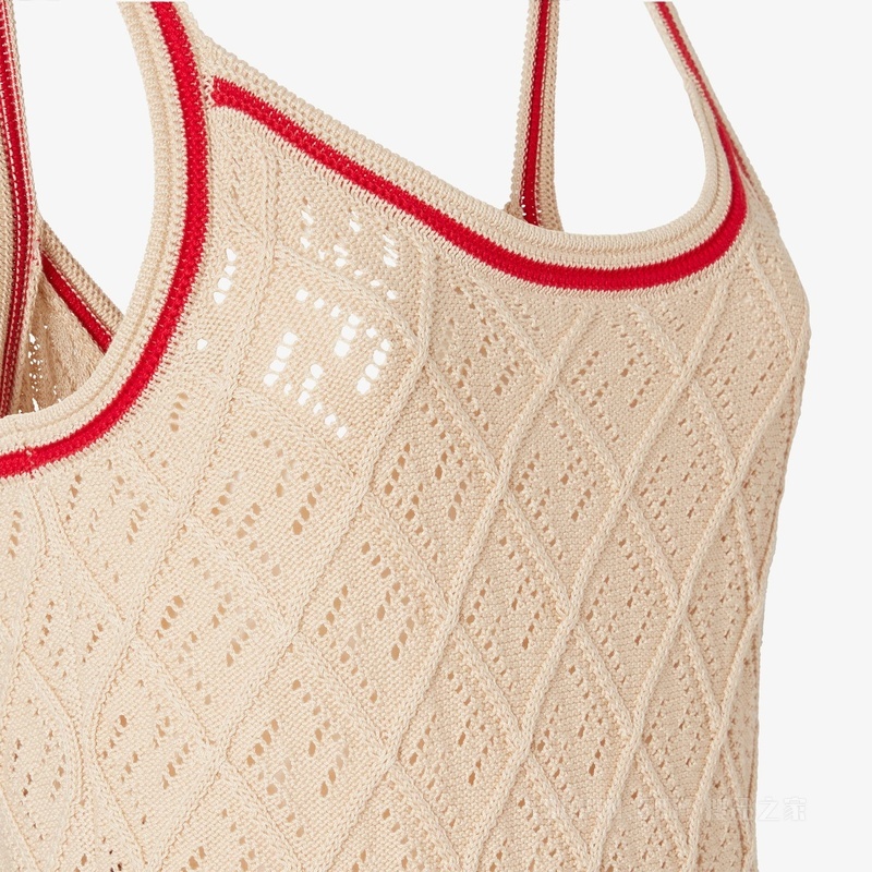 上衣 米色菱形花纹棉质上衣