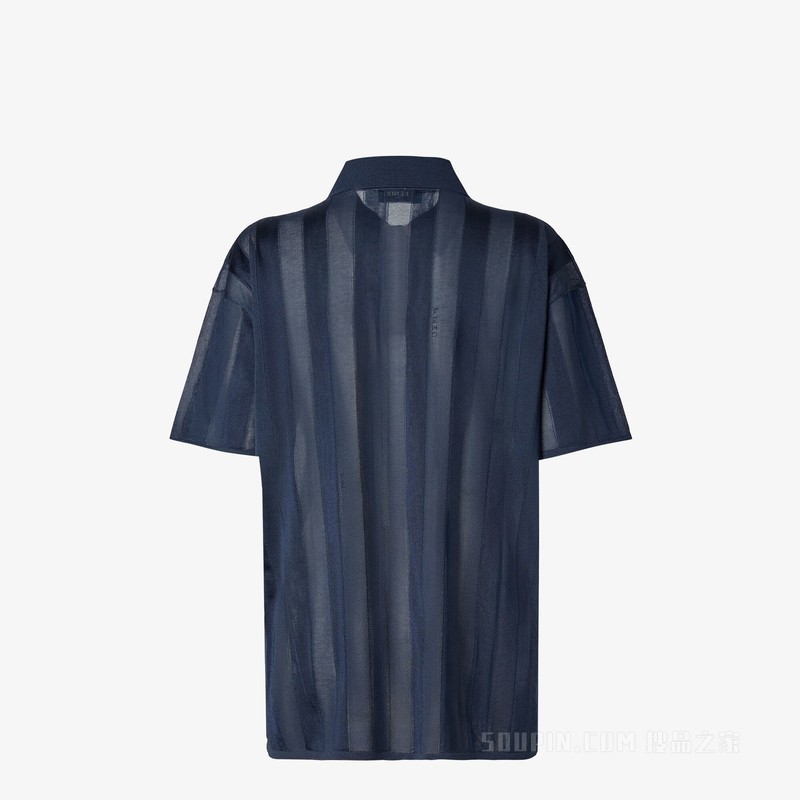 Polo衫 海军蓝Pequin桑蚕丝Polo衫