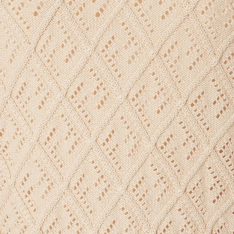 开衫 米色棉质菱形花纹开衫