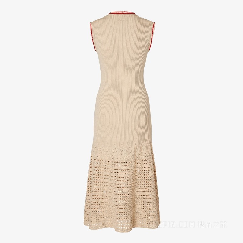 连衣裙 米色棉质钩针连衣裙