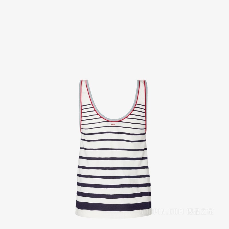 上衣 白蓝条纹平纹布上衣