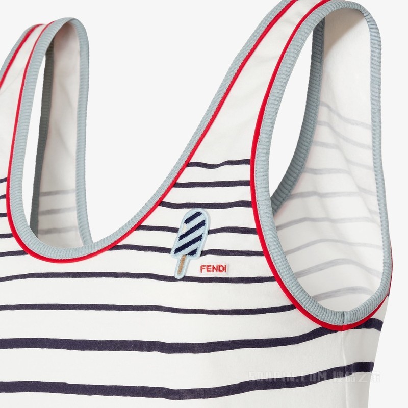 上衣 白蓝条纹平纹布上衣