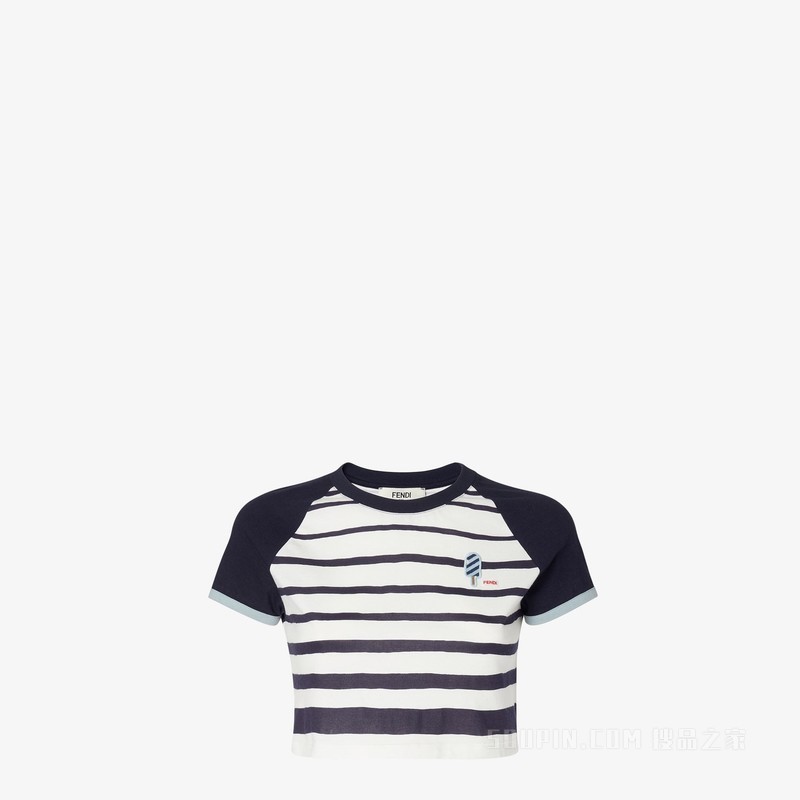 T恤 白蓝条纹平纹布T恤