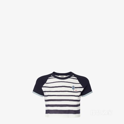 T恤 白蓝条纹平纹布T恤