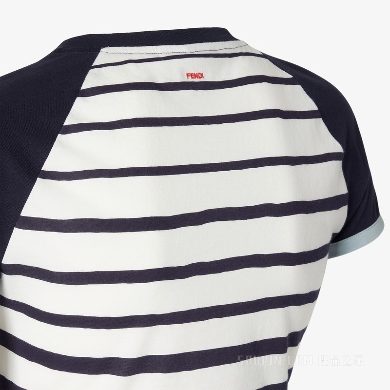 T恤 白蓝条纹平纹布T恤