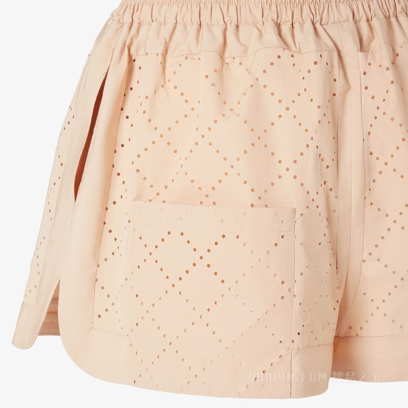 短裤 米色棉质菱形花纹短裤