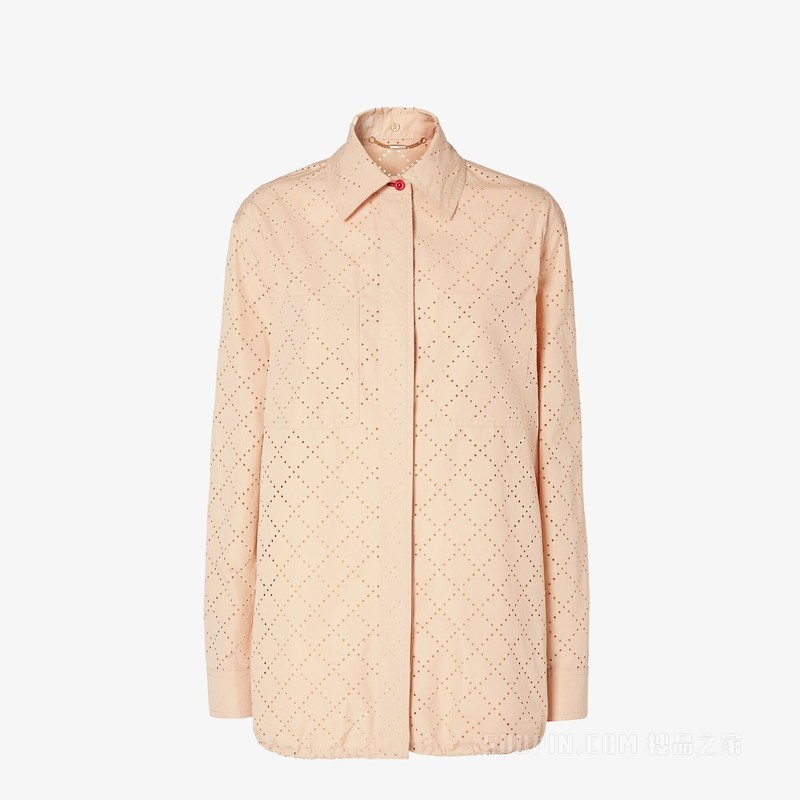 夹克衫 米色棉质菱形花纹夹克衫